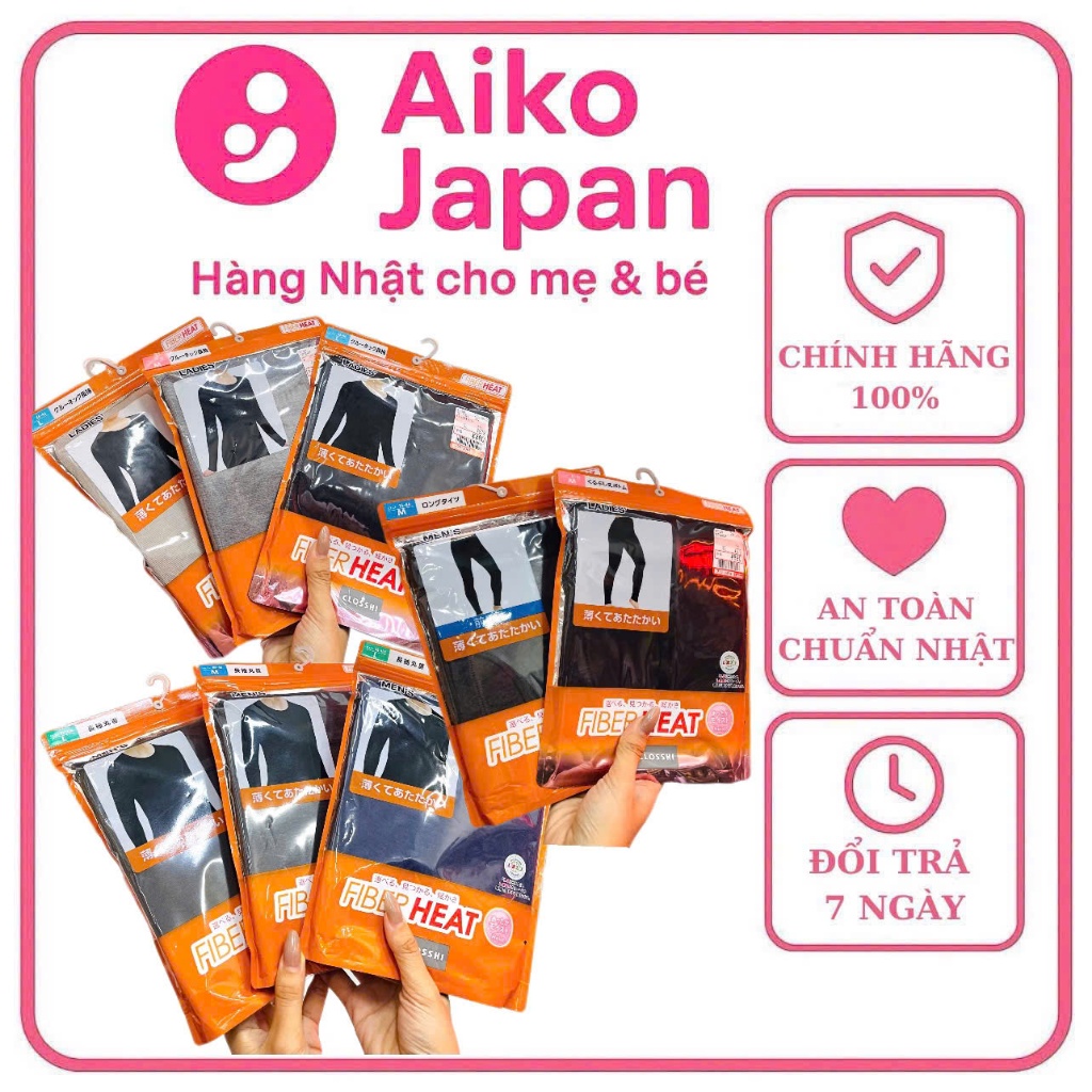Quần áo Giữ Nhiệt Nam Nữ Fiber Heat Closshi Cotton Mịn Ấm Áp - Nhật Bản