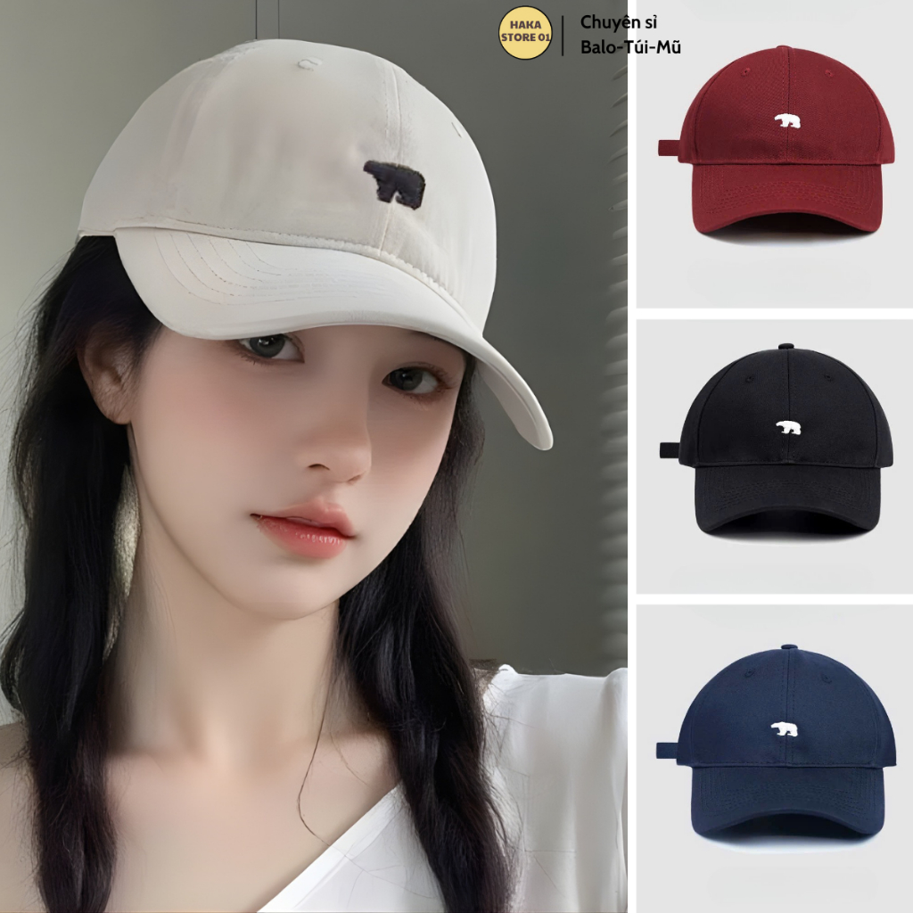 Mũ lưỡi trai HAKA STORE thêu họa tiết Gấu dễ thương, cá tính nón lưỡi trai nam nữ thời trang chất vả