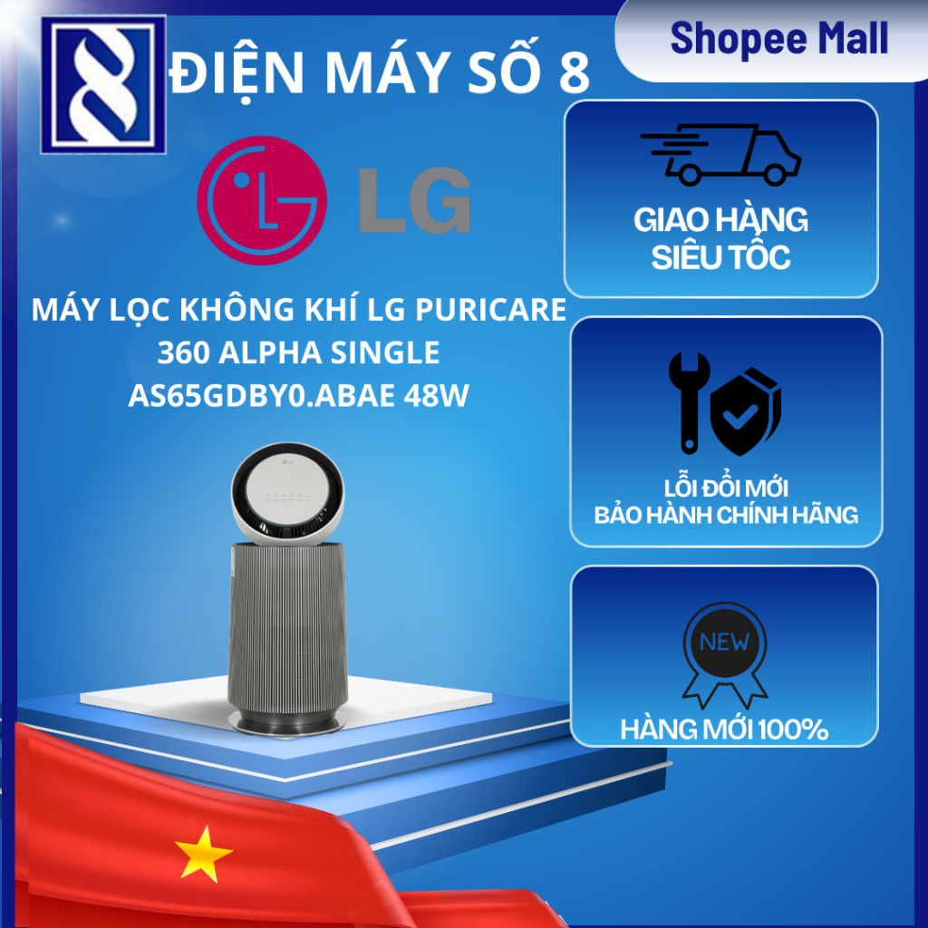 Điện Máy Số 8 | AS65GDBY0.ABAE | Máy lọc không khí LG PuriCare 360 Alpha Single AS65GDBY0.ABAE 48W -