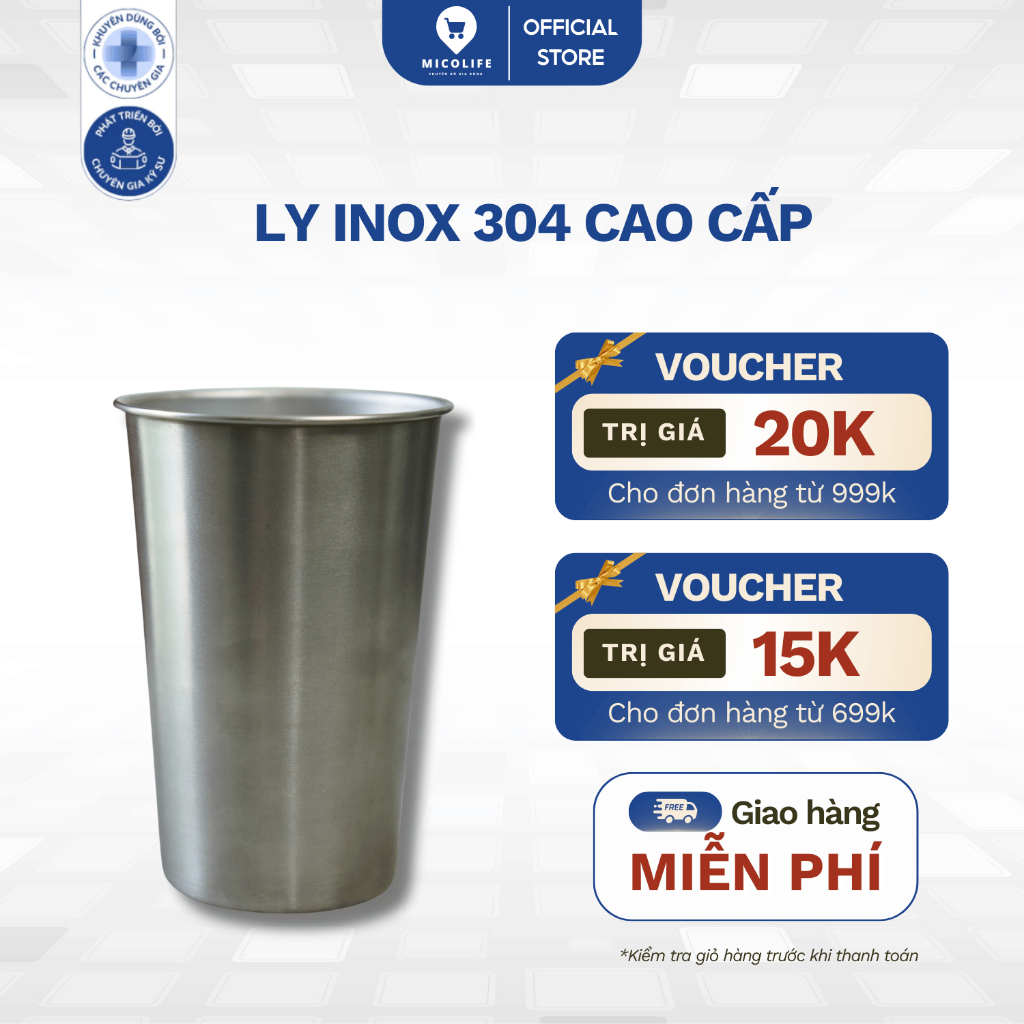 Ly inox 304 cao cấp, thiết đáy vuông & đáy tròn (350ml – 450ml) - Micolife