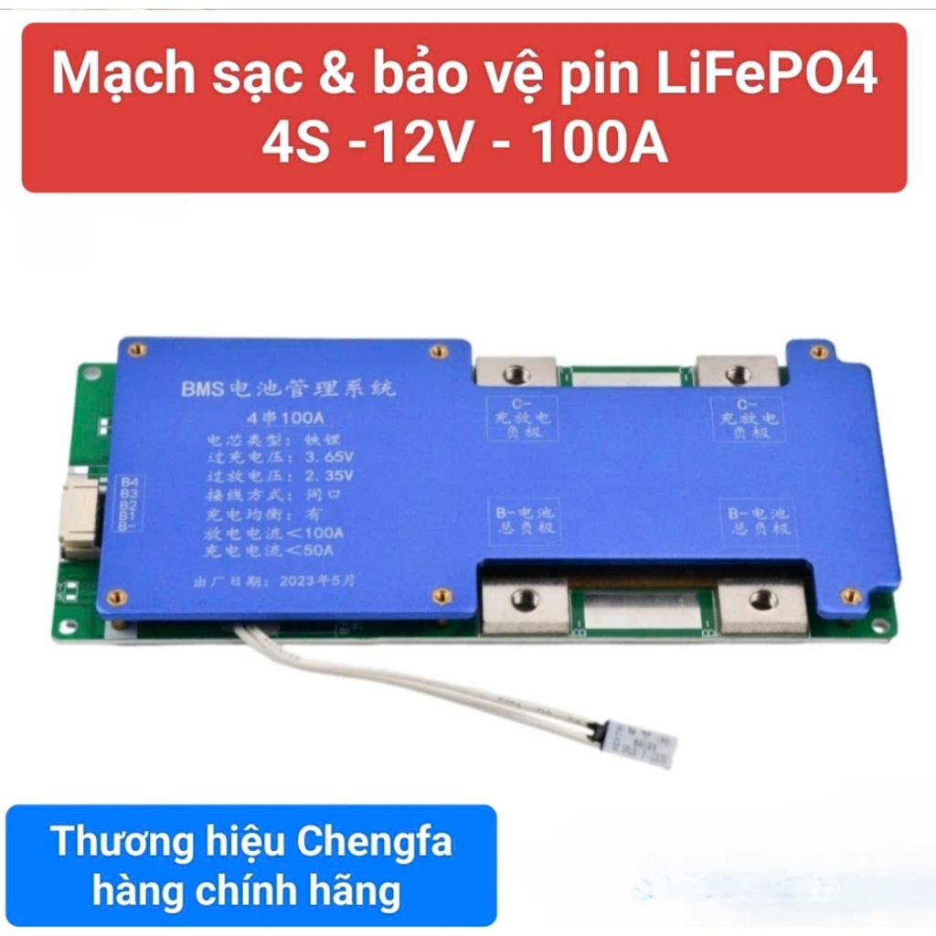 Mạch Sạc và Bảo Vệ Pin LiFePO4 4S - 12V - 100A BMS.