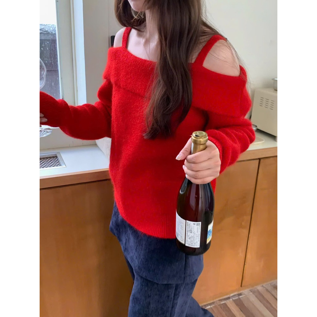 Áo len bông trễ vai 21103 CHERRY COCO