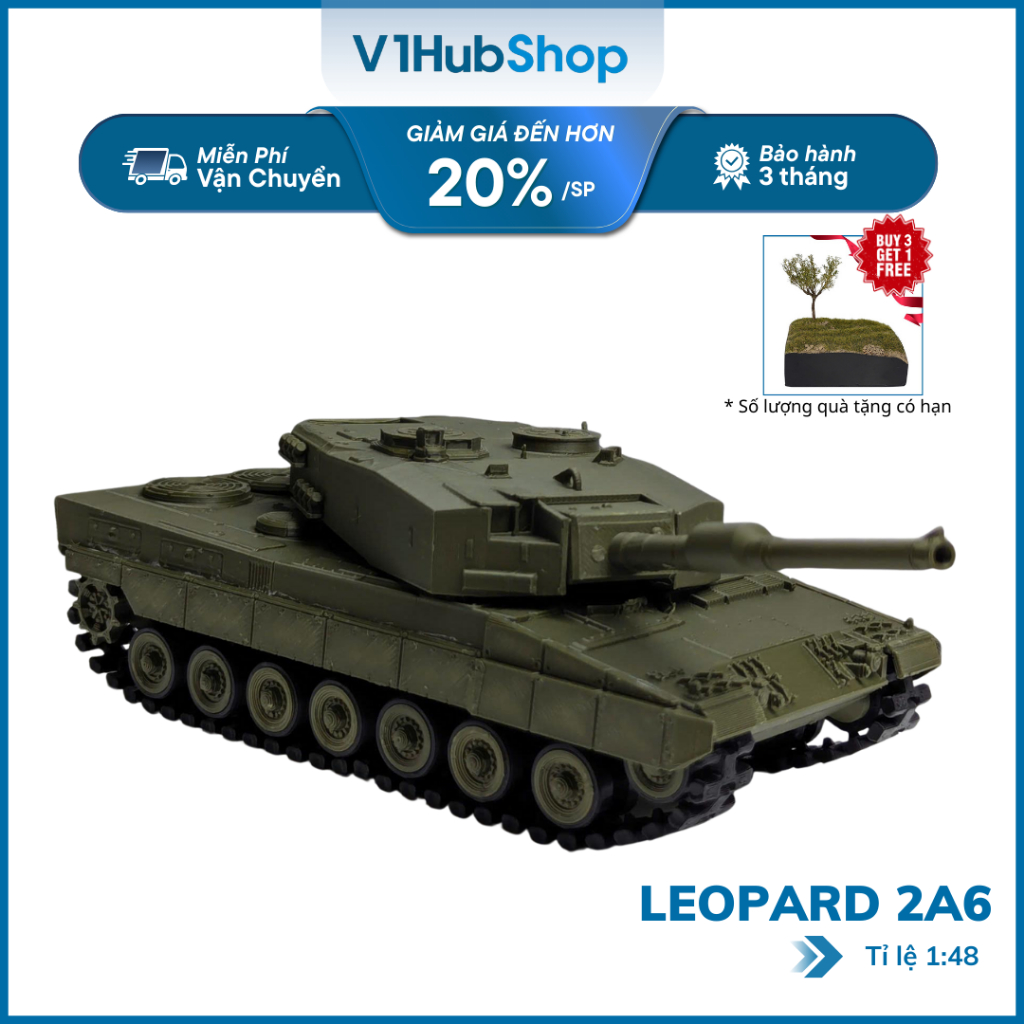 Mô hình xe tank Leopard 2A6 | Xe quân sự Đức tỉ lệ 1/46