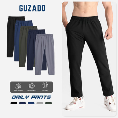 Quần dài thể thao nam GUZADO vải gió cao cấp, khỏe khoắn thoải mái với cạp chun linh hoạt GDC01-GADC25W001