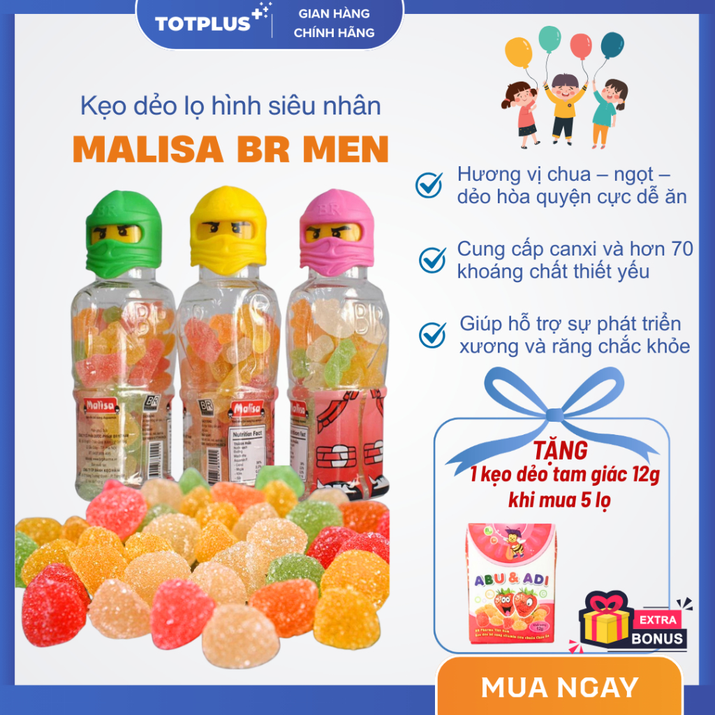 Kẹo Dẻo Malisa BR Men Hình Siêu Nhân - Lọ 20 viên / Lọ 40 Viên