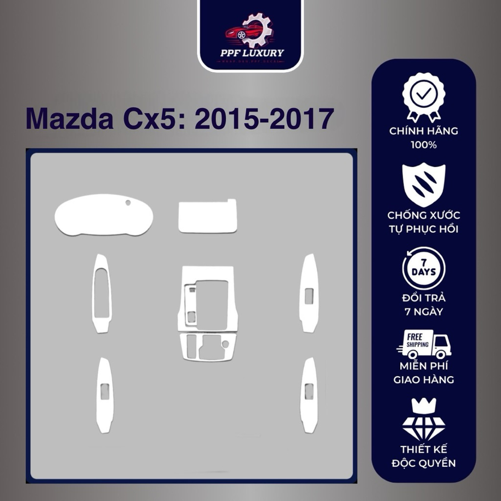 Mazda CX5 (2015-2017): Miếng dán film PPF chống xước,tự phục hồi,che mờ vết xước cũ hiệu quả-PPF LUX