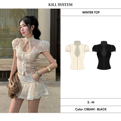 Áo tay phồng khoét cổ kèm bra voan tơ WINTER - 𝐊𝐈𝐋𝐋 𝐒𝐘𝐒𝐓𝐄𝐌