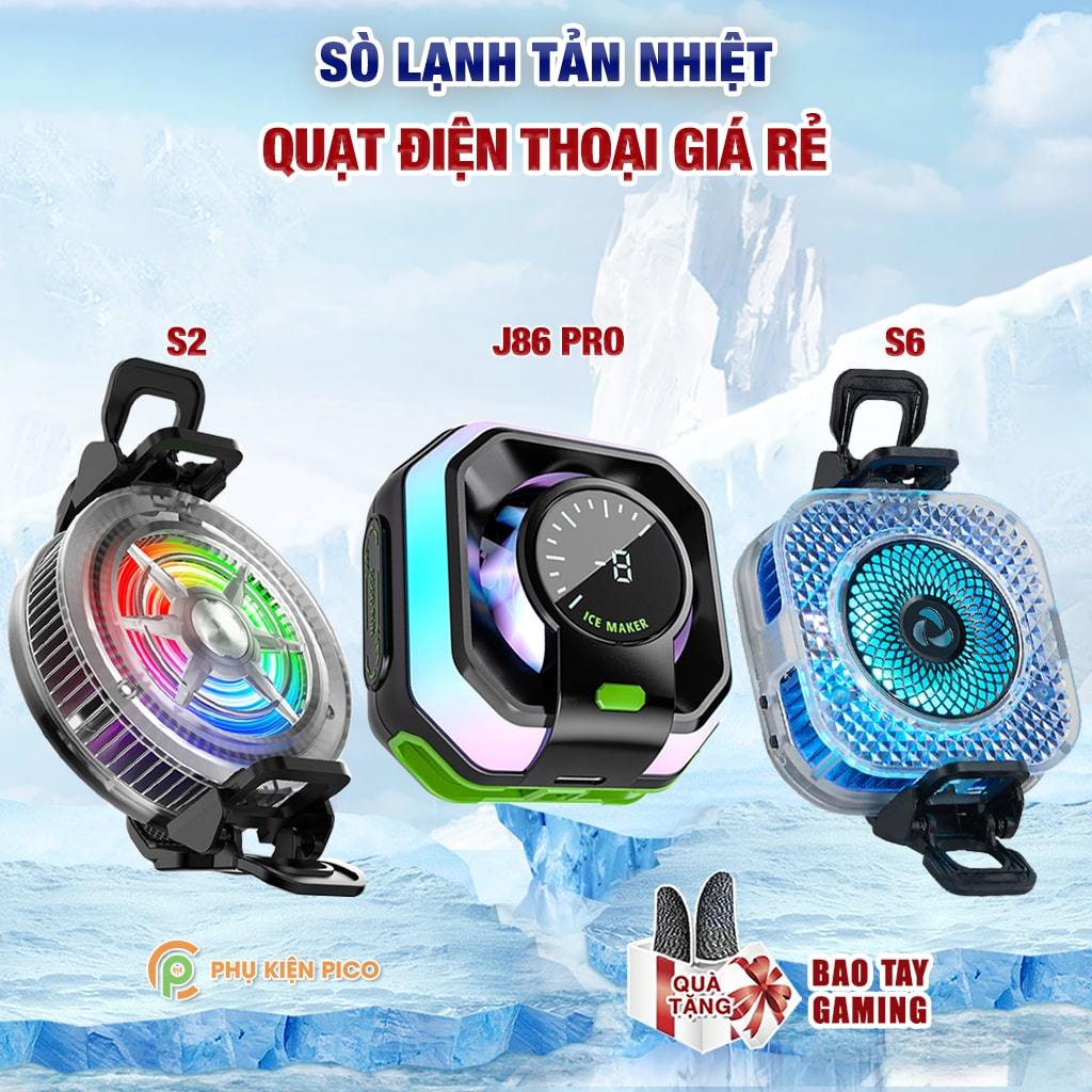 Quạt tản nhiệt điện thoại sò lạnh từ tính Led RGB làm lạnh đóng băng J86 Pro S2 S6 S25 Pro J42 J22