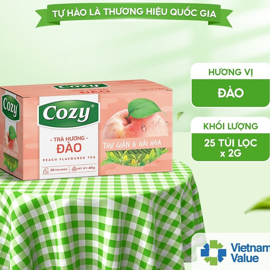 Cozy Trà Cozy túi lọc Hương Đào 25 túi x 2g Hộp
