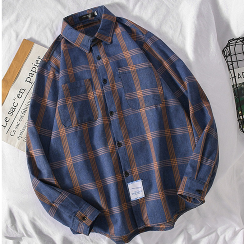 Áo sơ mi kẻ dáng rộng, sơ mi dài tay caro nam nữ chất cotton mềm mịn thoáng mái form unisex