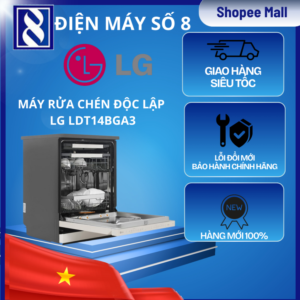 Điện Máy Số 8 | LDT14BGA3  | Máy rửa chén độc lập LG LDT14BGA3 - Chính Hãng