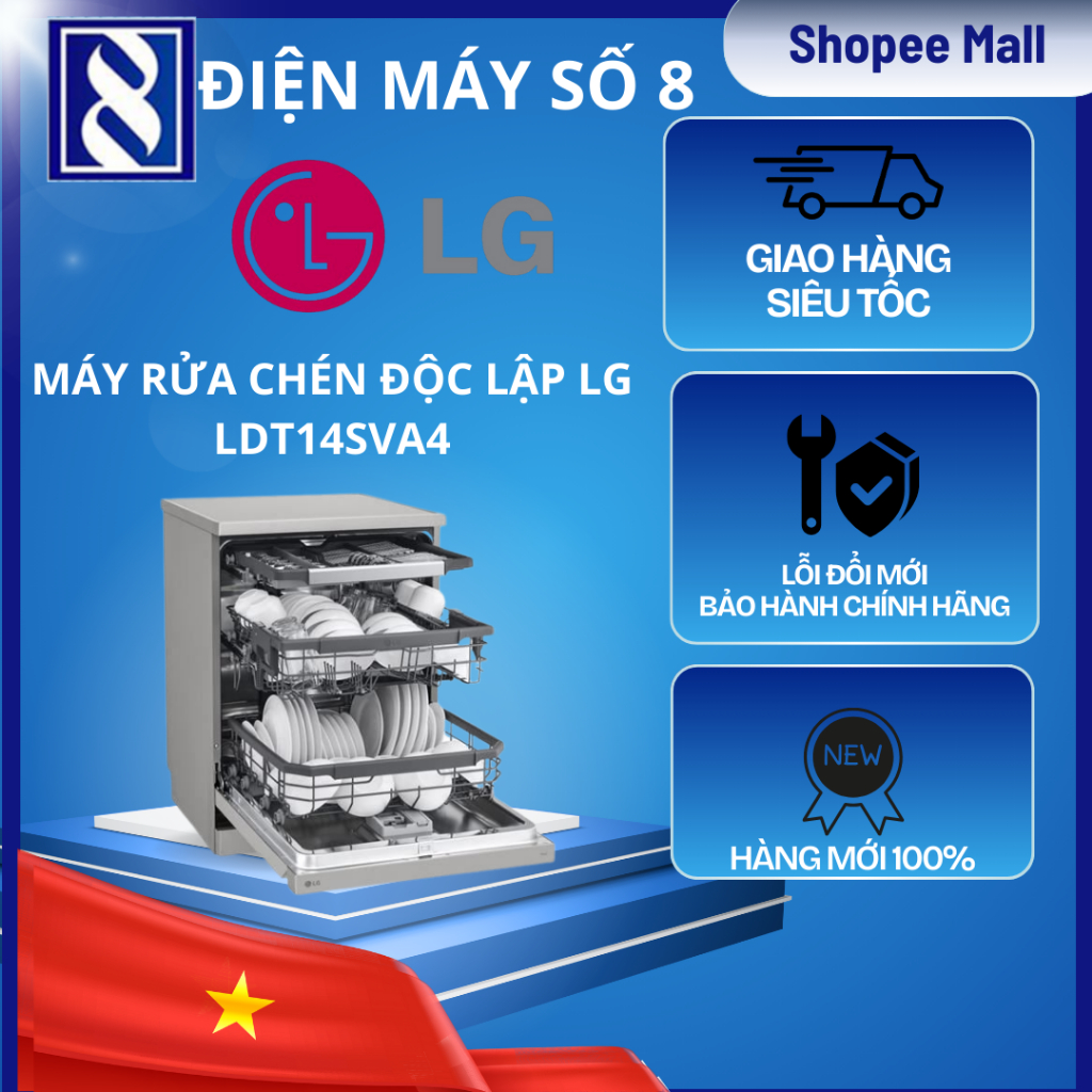 Điện Máy Số 8 | LDT14SVA4  | SMáy rửa chén độc lập LG LDT14SVA4  - Chính Hãng