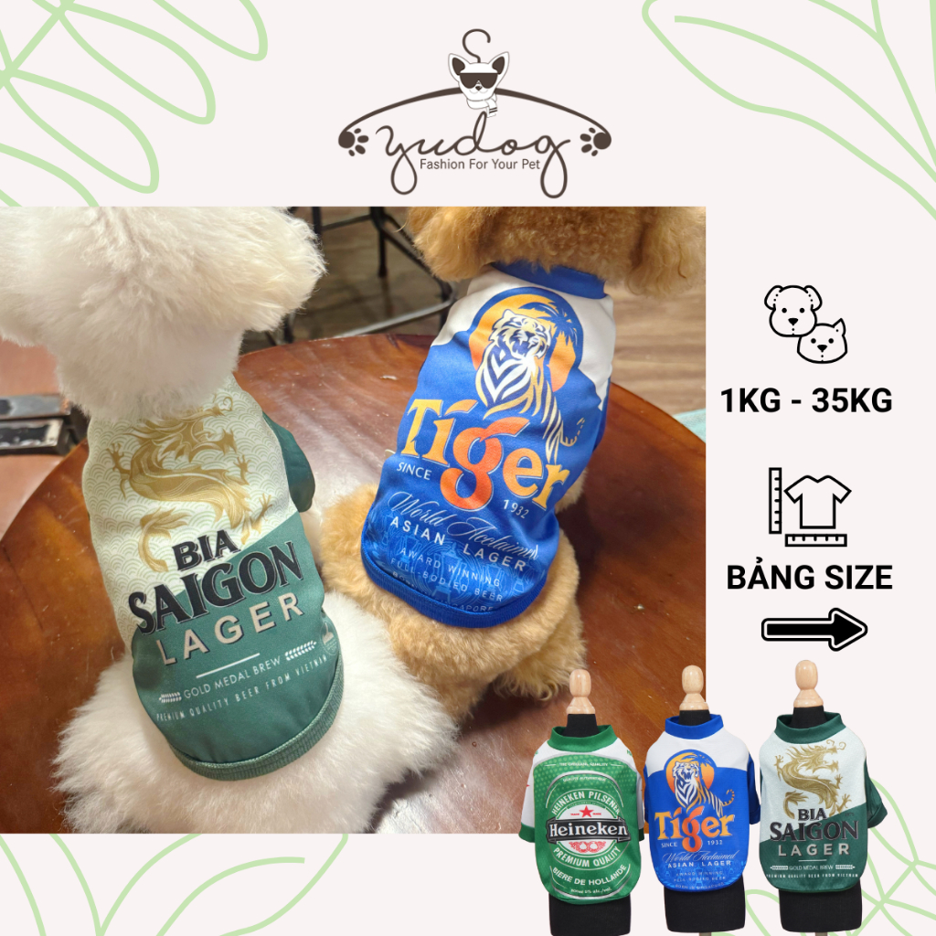 Áo cho chó yudog, áo cho mèo, áo thun họa tiết lon bia dễ thương dành cho chó mèo