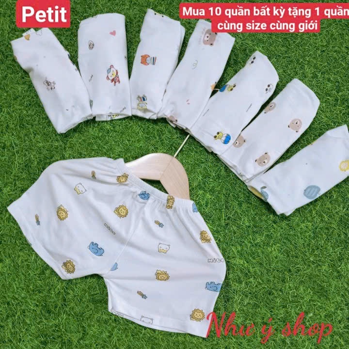 [A140 - Mềm, Mát, Vải Petit] Combo 5 Quần Đùi Thun Lạnh Petit Nền Trắng Họa Tiết In Kín Chất Vải Petit