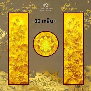  Tranh bộ đôi in trúc chỉ Đèn Hào Quang Phật trang trí phòng thờ bàn thờ gia tiên ban thờ phật 