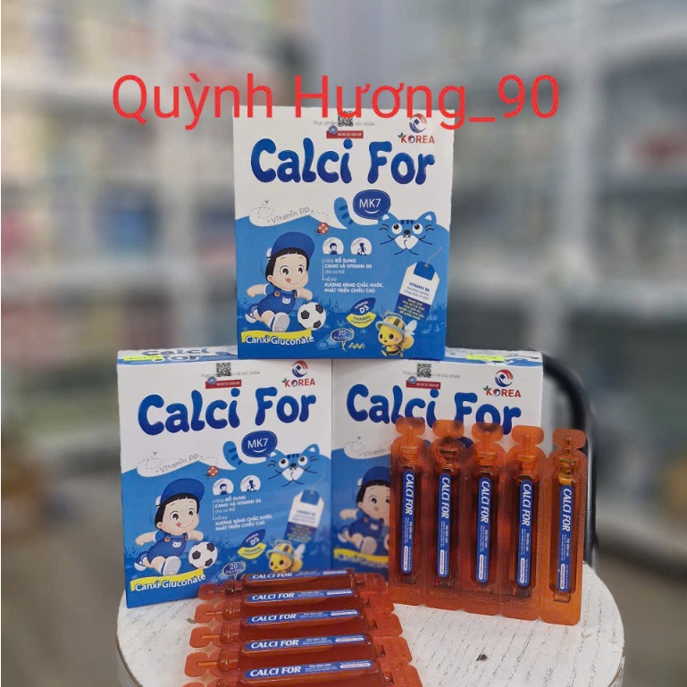 Canxi Gluconate CALCI FOR MK7 hộp 20 ống giúp bổ sung canxi,D3,MK7 cho xương bé chắc khỏe