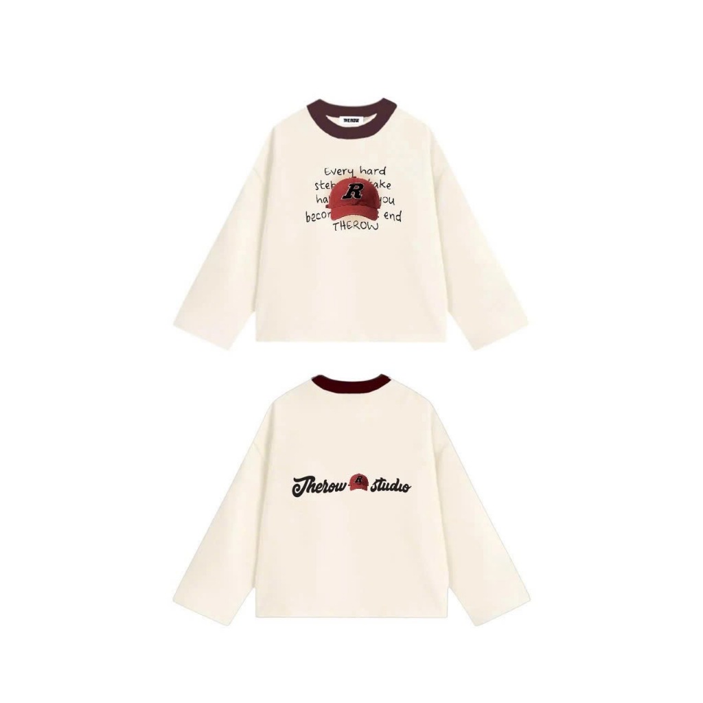 [Ver8] THEROW Áo Thun Tay Dài Long Sleeve Boxy 250gsm Form Rộng Cổ Tròn Unisex Nam Nữ Phong Cách Basic Thoải Mái ThuĐông | BigBuy360 - bigbuy360.vn