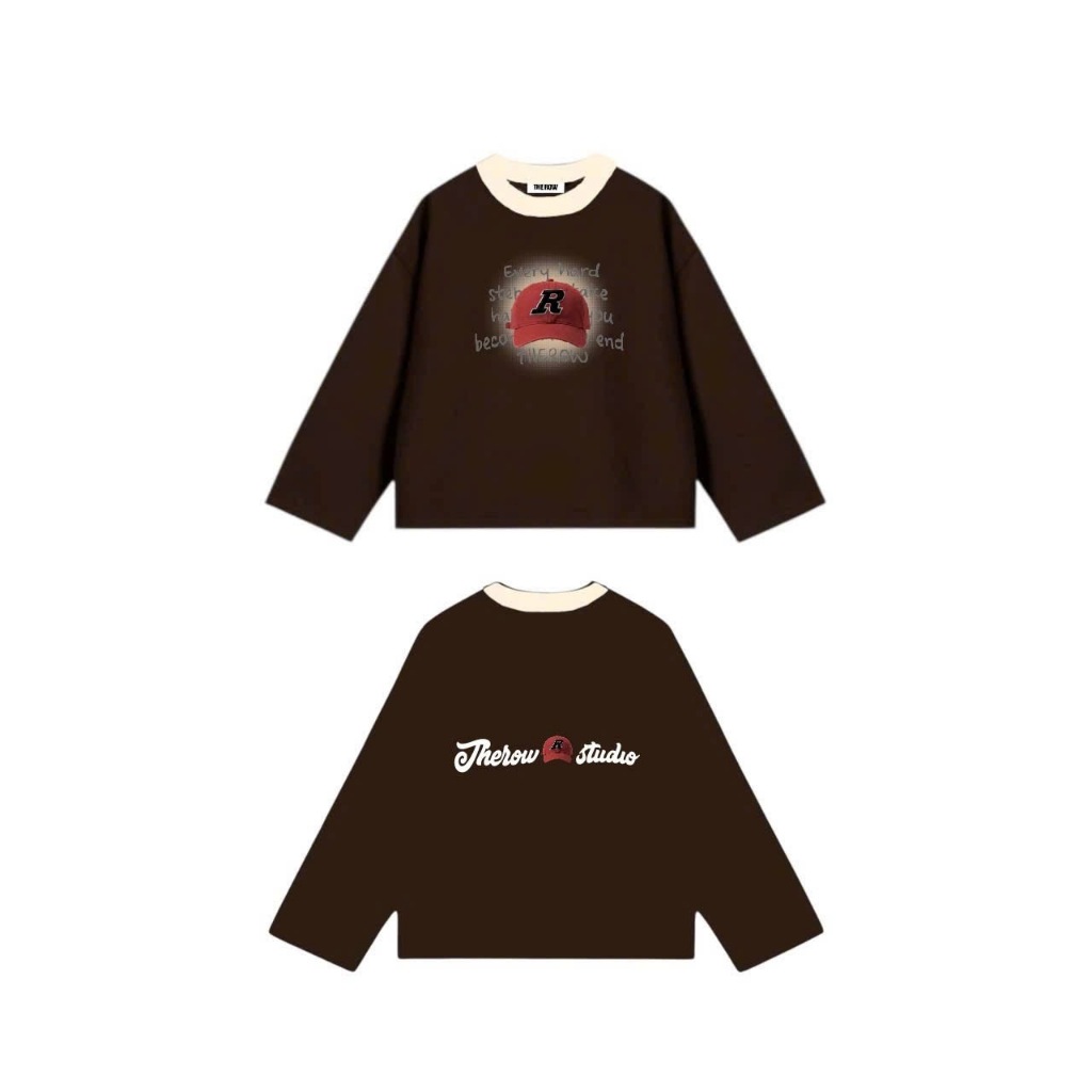 [Ver8] THEROW Áo Thun Tay Dài Long Sleeve Boxy 250gsm Form Rộng Cổ Tròn Unisex Nam Nữ Phong Cách Basic Thoải Mái ThuĐông | BigBuy360 - bigbuy360.vn