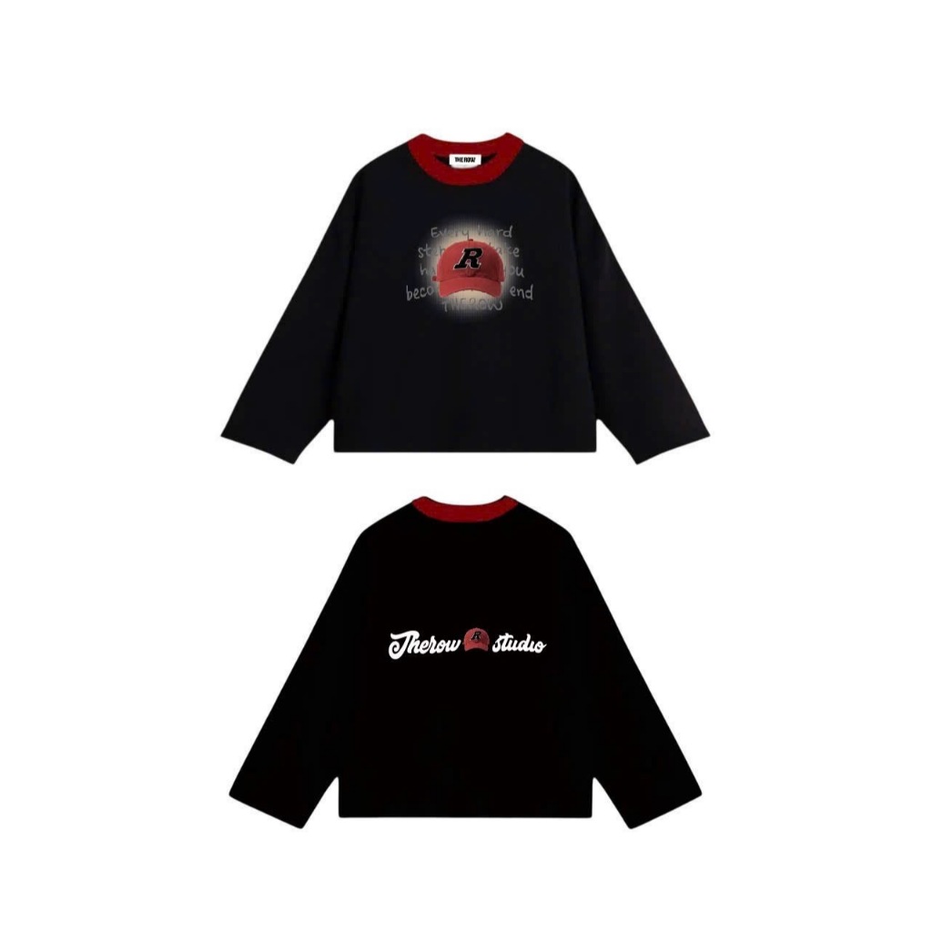 [Ver8] THEROW Áo Thun Tay Dài Long Sleeve Boxy 250gsm Form Rộng Cổ Tròn Unisex Nam Nữ Phong Cách Basic Thoải Mái ThuĐông | BigBuy360 - bigbuy360.vn