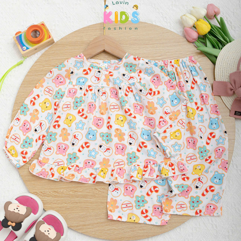  Đồ bộ tole tay dài quần dài cho bé gái mặc ngủ mặc ở nhà size 6-18kg Lavin Kids 