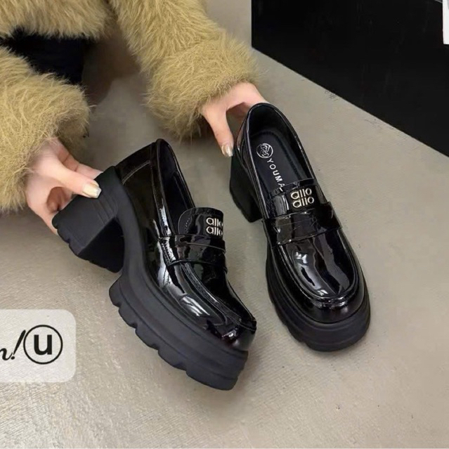 GIÀY LOAFER NỮ ĐẾ CAO DA BÓNG – SIÊU HACK DÁNG