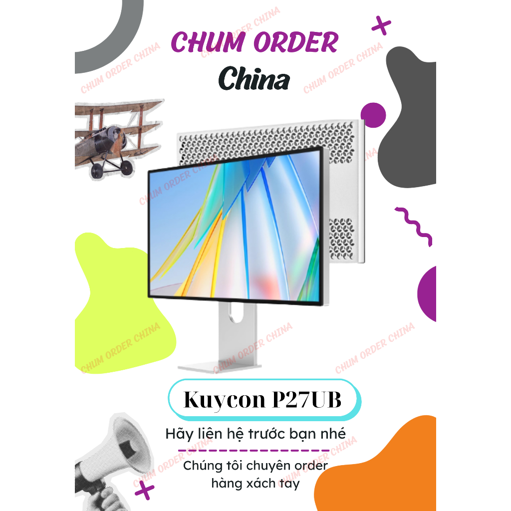 Màn hình Kuycon P27UB inch 4K, sạc ngược 100W, màn hình mờ hợp kim nhôm