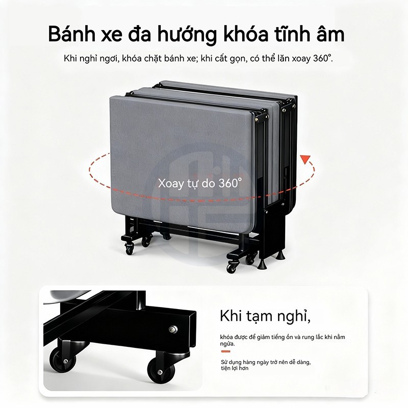 Giường Gấp Ngủ Trưa Văn Phòng Có Bánh Xe Di Chuyển Khung Thép Chắc Chắn cho dân văn phòng ngủ trưa | BigBuy360 - bigbuy360.vn