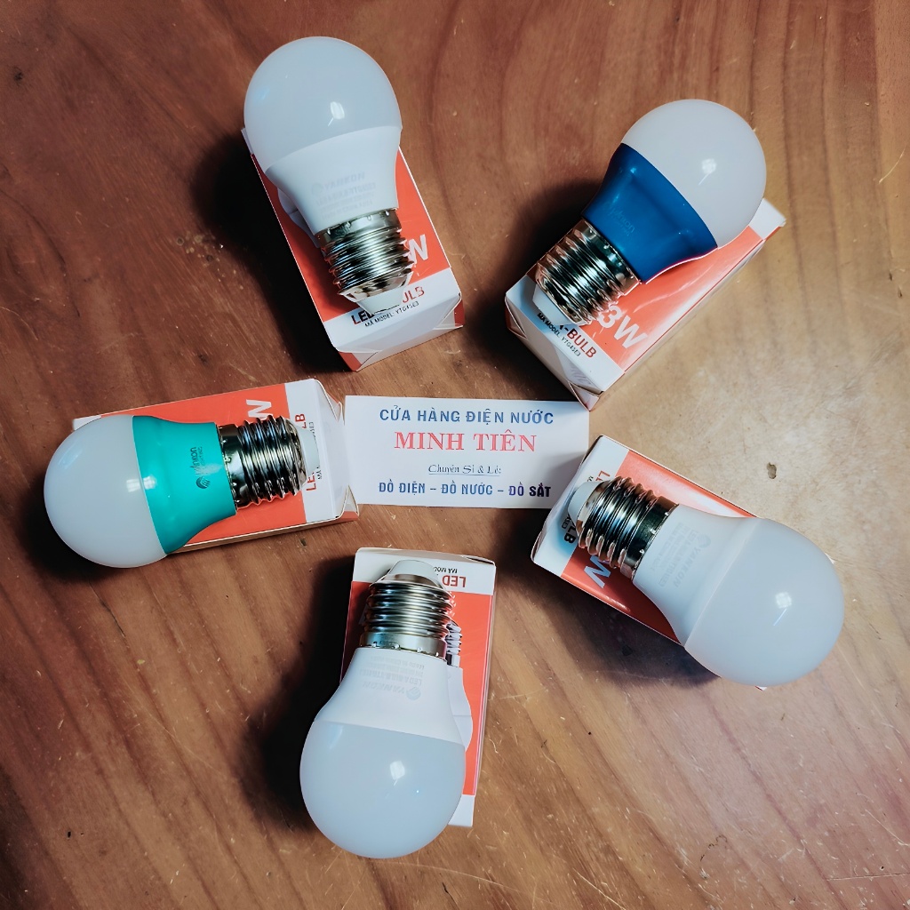 Bóng đèn LED BULB MÀU (Ánh sáng trắng/vàng/đỏ/xanh dương/xanh lá cây) công suất 3W hiệu Yankon