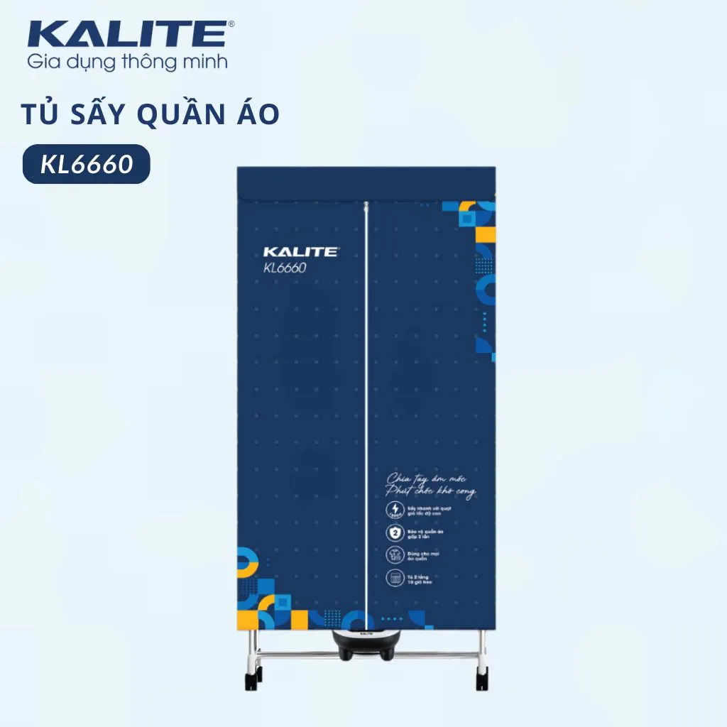 Tủ Sấy Quần Áo Kalite KL6660 GHM, Sấy Khô Nhanh Chóng, Tiết Kiệm Thời Gian, Hàng Chính Hãng