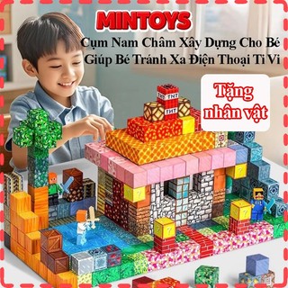  Combo 200 khối nam châm từ tính Mincraft lắp ghép cụm nam châm khối xây dựng tặng nhân vật cho bé 