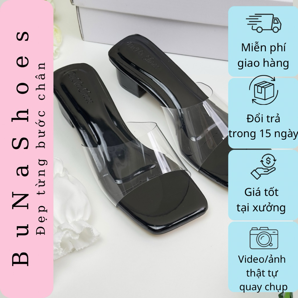 GUỐC NỮ 3P-GUỐC MICA MŨI VUÔNG GÓT HỘP-MICA SI BÓNG