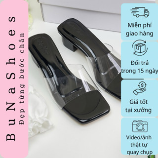 GUỐC NỮ 3P-GUỐC MICA MŨI VUÔNG GÓT HỘP-MICA SI BÓNG