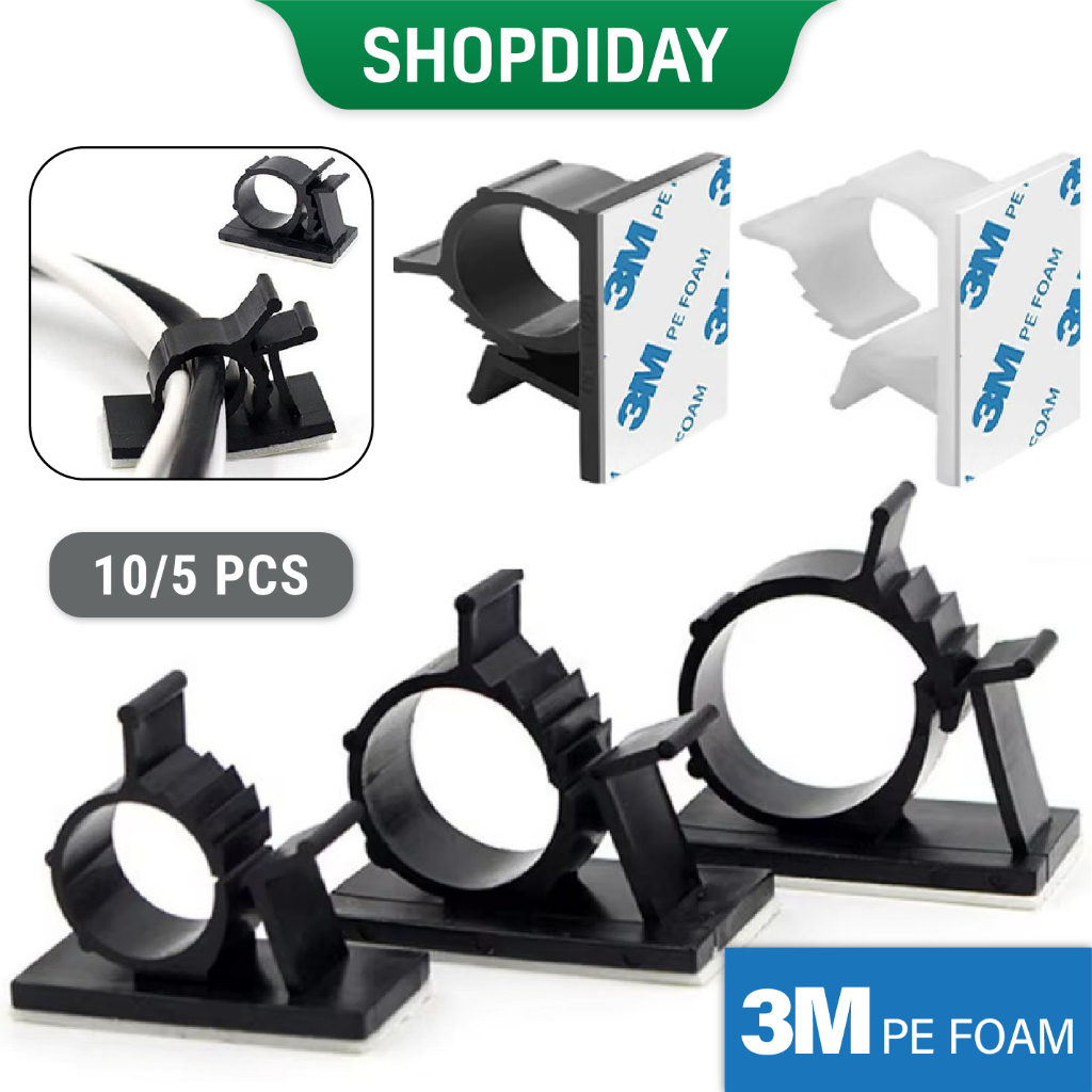 Bộ 10/5 Nẹp Dây Điện Dán Tường Có Thể Điều Chỉnh, Kẹp Cố Định Dây Điện Gọn Gàng Size Lớn D19