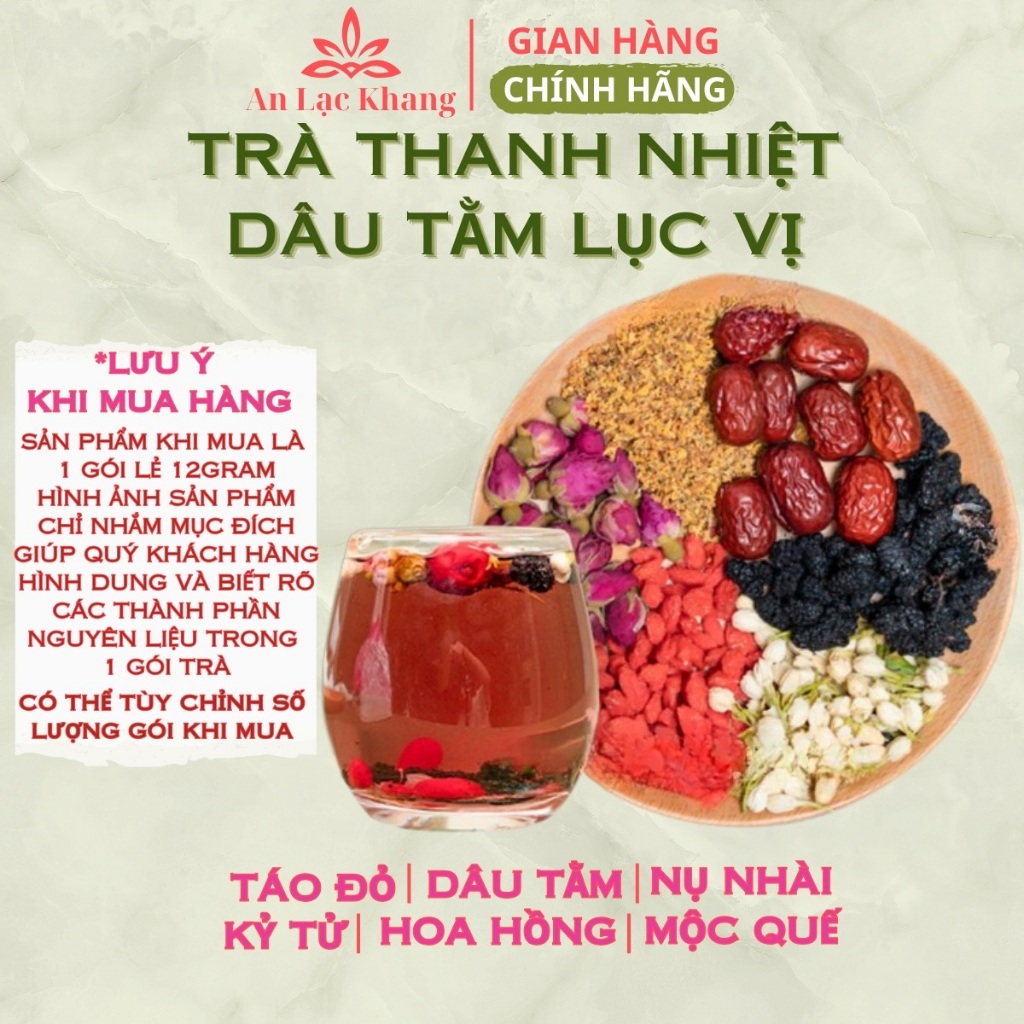 Trà Thảo Mộc Dâu Tằm Lục Vị (Gói Lẻ) Giúp Mát Gan Giải Độc, Làm Đẹp Da, Thơm Miệng - An lạc Khang