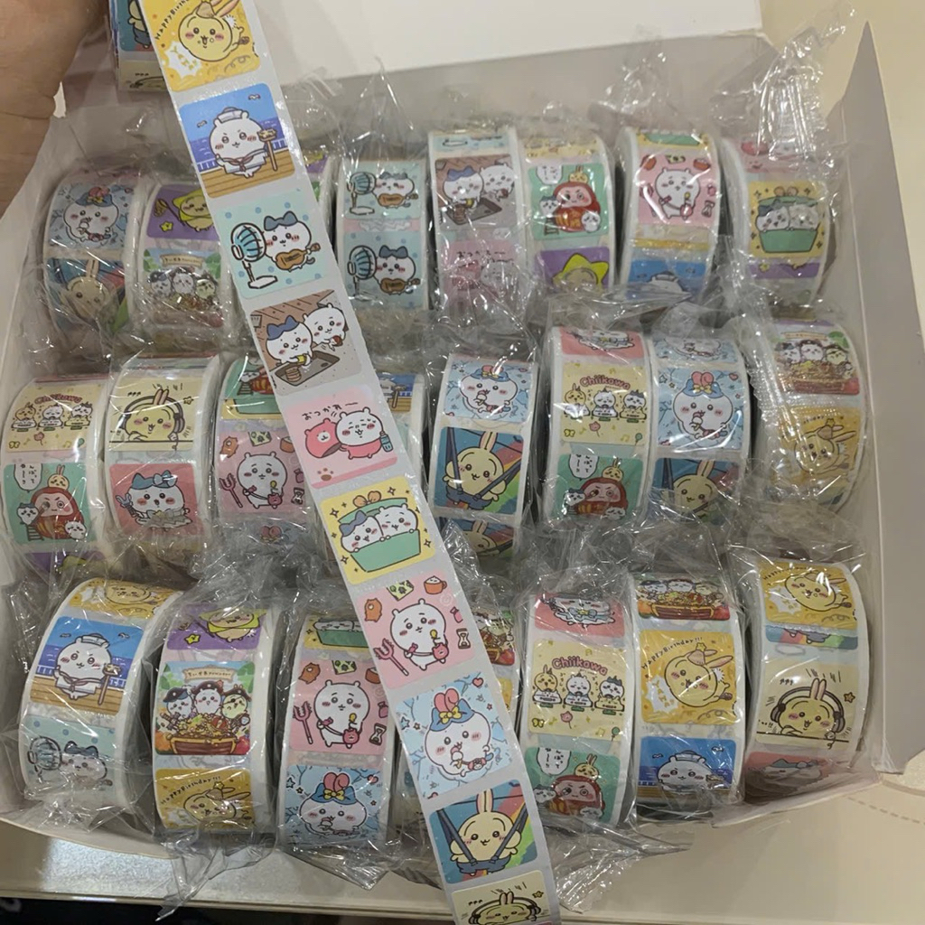 Cuộn 500 hình dán sticker CHIKAWA, hình dán trang trí dễ thương, sticker khen thưởng