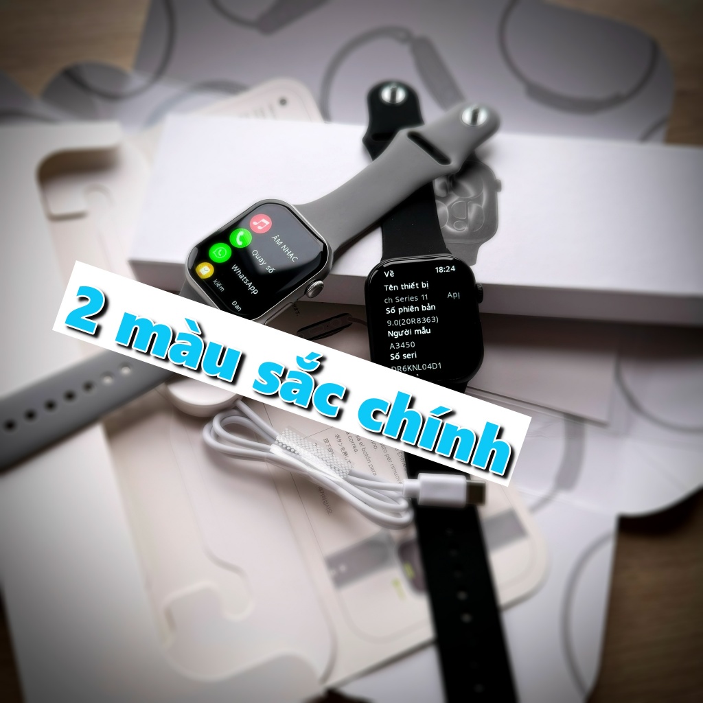 Đồng hồ thông minh SR11 - viền titan - dynamic island - full thông báo nghe gọi - màn hình chờ AOD -