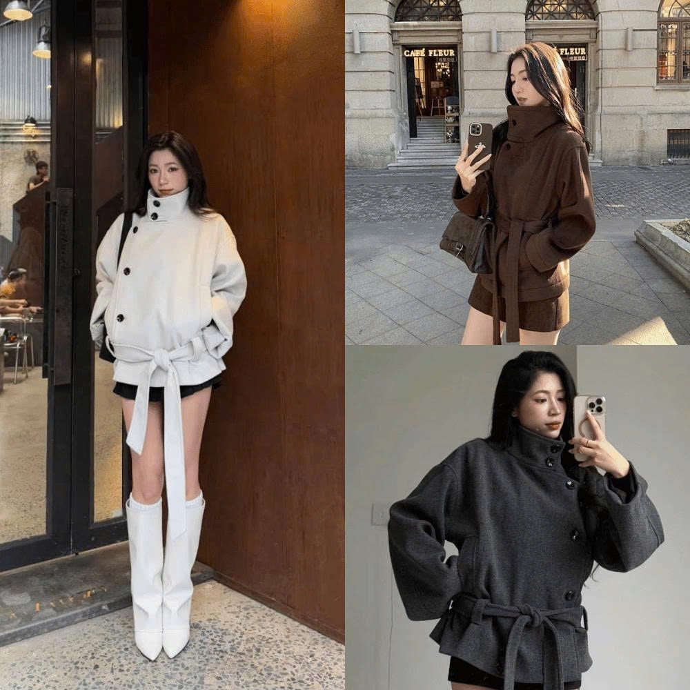 Áo Khoác Dạ Cổ Đứng Kèm Đai 3 Màu 2001 Clothing