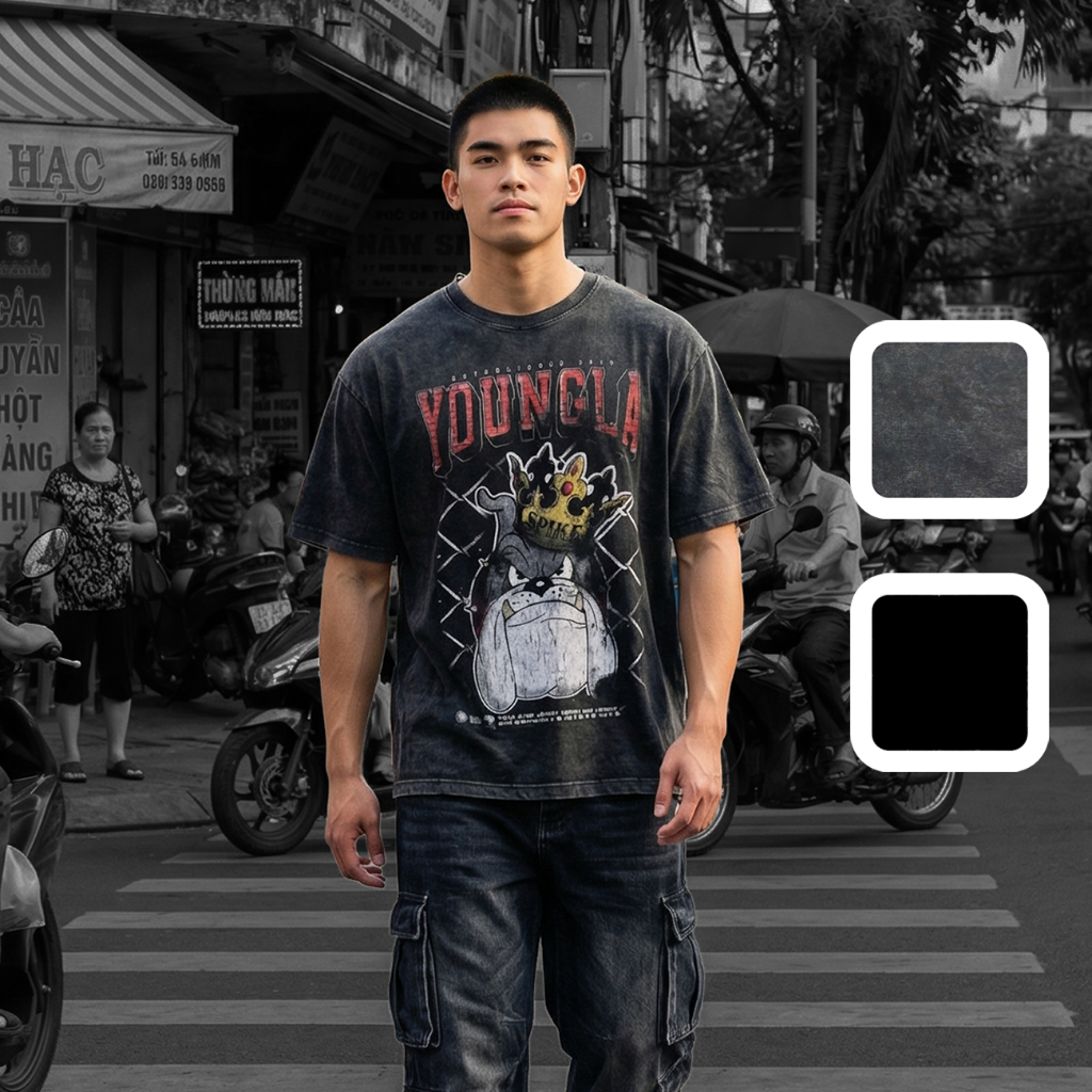 Áo Oversize Wash Youngla x TomnJerry Mẫu Chó