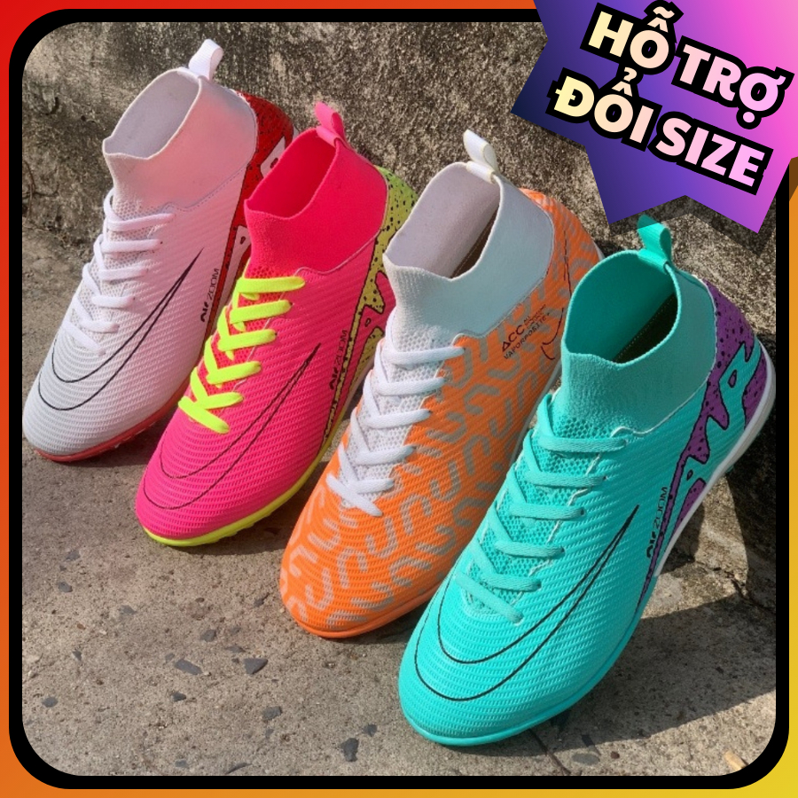 [KHÂU ĐẾ + TẶNG KÈM TẤT] Giày Bóng Đá Cổ Cao Superfly 9 Cổ Dệt Kim, Đế Cao Su TF