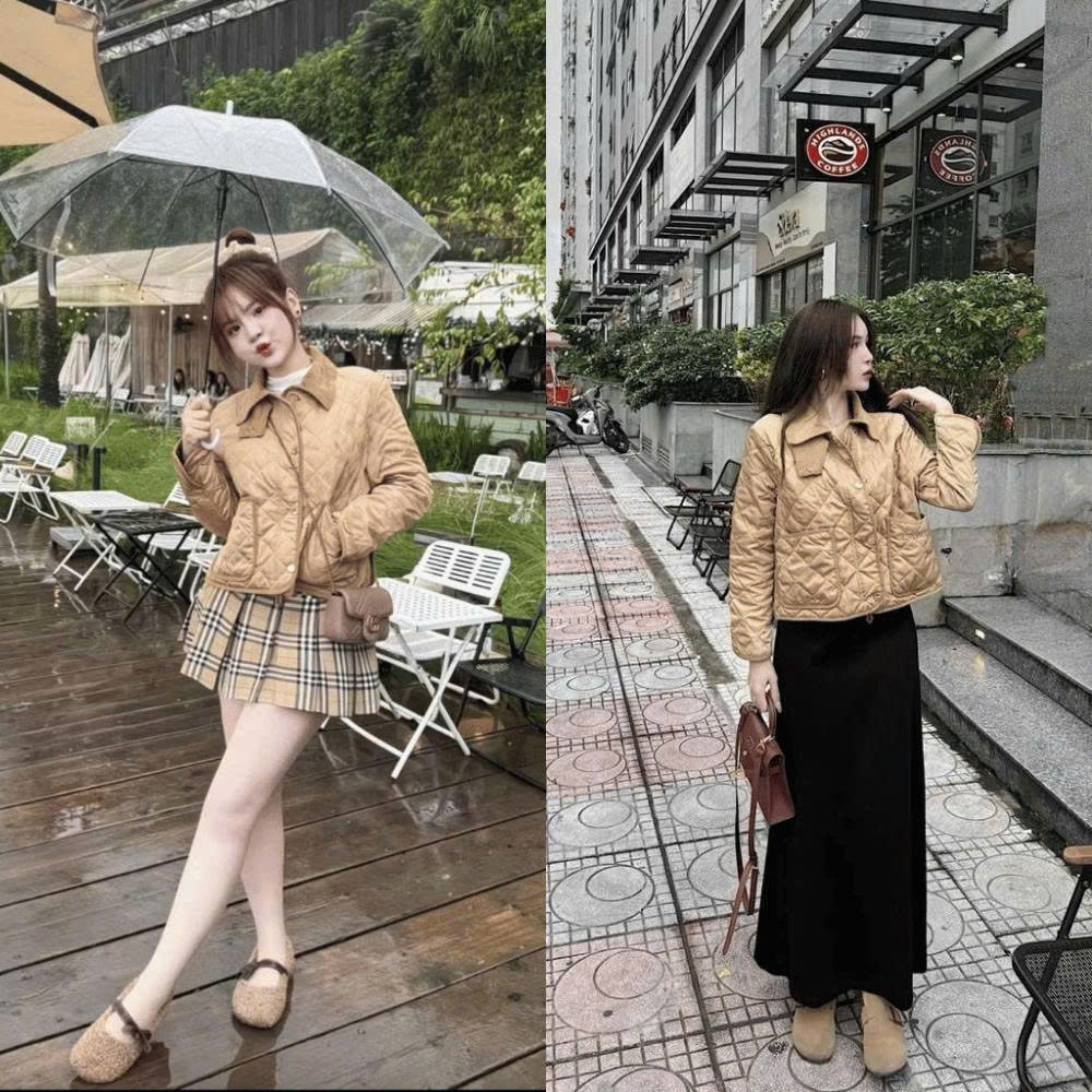 Áo Khoác Phao Nâu Trầm Bông Dáng Ngắn 2001 Clothing