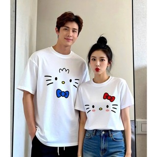 Áo Thun Form Rộng Unisex - Babytee: ÁO CẶP HELLO KITTY Basic. 100% Cotton Organic 250Gsm
