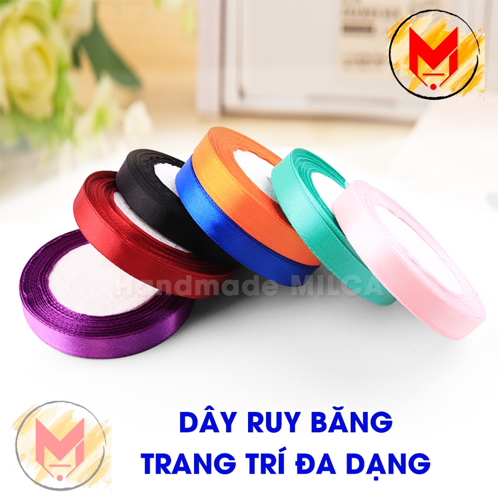RUY BĂNG LỤA duy băng dây ri băng 1cm MILCA cuộn ruy băng làm hoa trang trí ruy băng đỏ nơ trang trí
