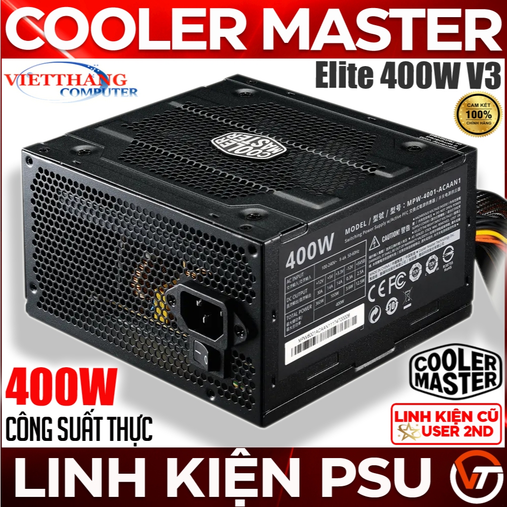 Nguồn máy tính Cooler Master Elite 400W V3 Công suất thực 400W Cũ qua sử dụng còn đẹp ( Cũ - 2nd )
