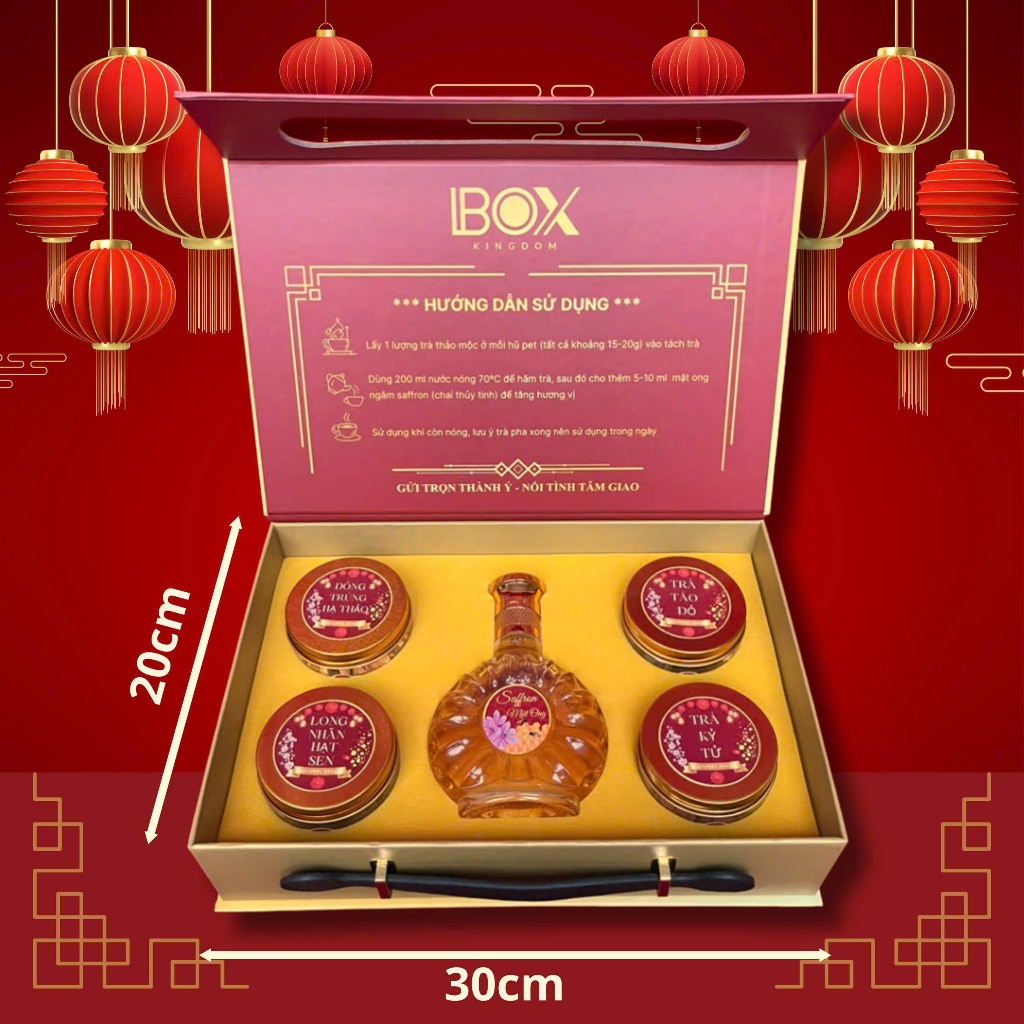 Set Quà Tết Gồm Trà Đông Trùng Tứ Vị Tốt Cho Sức Khoẻ & Saffron Ngâm Mật Ong Thượng Hạng