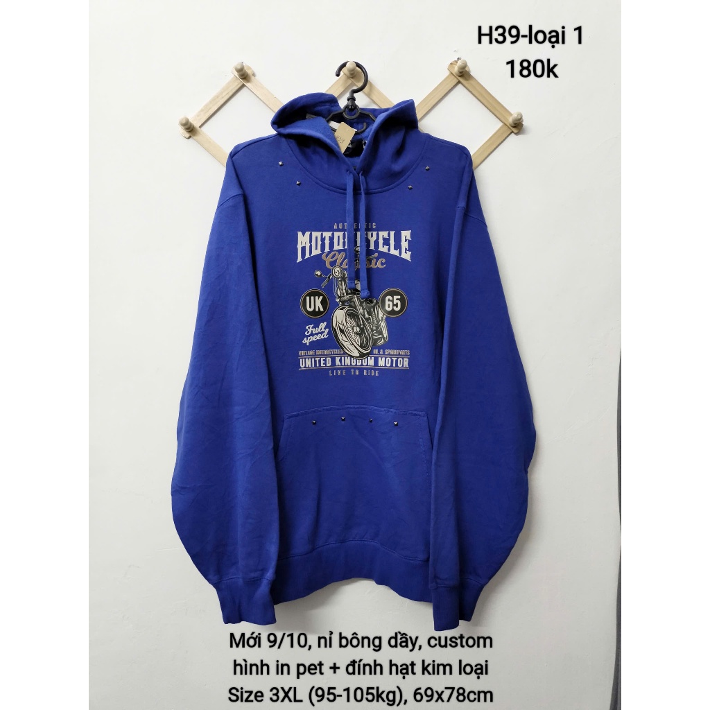 [Size 3XL/95-105kg] Áo thun Hoodie 2hand Custom, áo thun có nón, Gò Vấp, Hỏa Tốc