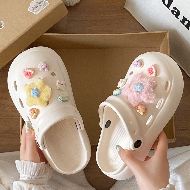 (From TO) Dép Sục Nữ Bằng Eva Nhẹ Có Quai sau 5Cm Phối Kèm 10 Charm Ngôi SAO Nhẹ Êm chân Chống Trượt