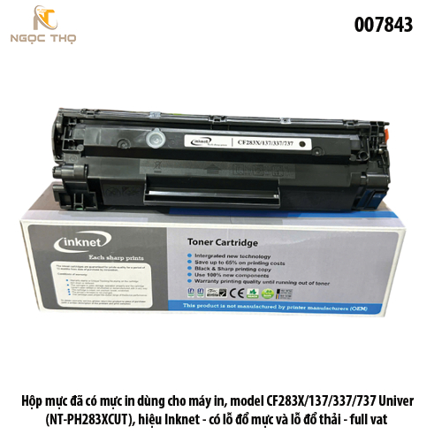 Hộp Mực In inknet HP CF283A / Canon CRG-337 ( 83A / 337 ) – Chính Hiệu – Full VAT – Có Lỗ Đổ Mực và 