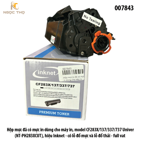 Hộp Mực In inknet HP CF283A / Canon CRG-337 ( 83A / 337 ) – Chính Hiệu – Full VAT – Có Lỗ Đổ Mực và 