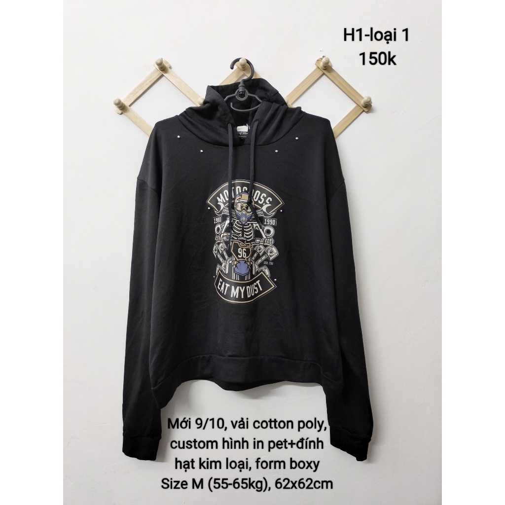 [Size M/55-65kg] Áo thun Hoodie 2hand Custom, áo thun có nón, Gò Vấp, Hỏa Tốc