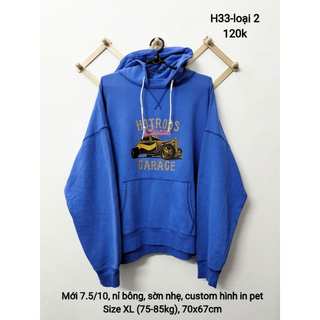[Size XL/75-85kg] Áo thun Hoodie 2hand Custom, áo thun có nón, Gò Vấp, Hỏa Tốc